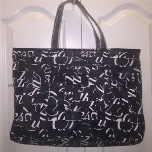 Saks Fifth Avenue Black Logo Beauty tote bag NWT